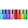 5 ml Essential / Basic Oil Bottles 10ml Roll på glasrullbollmassager Portable Frosted Colorful Roller Flaskor för resor