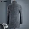 BATMO new arrival winter wool thicked trench coat men,men's grey casual wool 60% jackets,828 201126