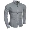 Luxury Men's Shirts Stylish Casual V Neck Fashion Shirt Solid Slim Fit Long Sleeve Formal Tops 2022 1