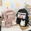 Sac à dos femme rose 3d dessin animé lapin Anime sac d'école Kawaii adolescente collège filles solide cordon BookBag corée 220225