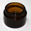 Brun Amber Glass Cream Jar Black Lid 515 30 50 100g Kosmetisk burk Förpackning Sample Eye Cream HHB2239