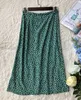 Midi Skirt France ParisシングルレトロドットプリントスカートOnePieceボタン女性スカートT200113