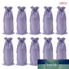 10pcs Linge de lin rustique Cordon de cordon de bouteille de vin rouge Sac cadeau emballage emballage