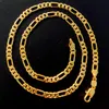 Collana con pendente a catena a maglie Figaro in oro giallo massiccio 24 K, da donna, 500 mm, 5 mm, 20 pollici.