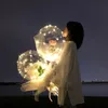 Valentines Day LED Balloon Light Luminous Bobo Ball Flashing led lights Rose Bouquet Rose Gift Balloon for Birthday Party Wedding Decoration