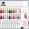 Autres fournitures de fête de fête Accueil Jardin 90pcs Acrylique Clear Circle Disques Porte-clés 30 Set Blancs ronds DIY Craft Cadeau Pendentif pour le mariage