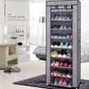 10 Layers Home 9 Grids Simple Dusproof Shoe Cabinet Nonwoven Dorm Assembled Shoe Storage Organizer Enteryway Shoe Rack Shelf 201109