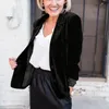 Zzoux dames blazer fluwelen blazer jas met één borsten lange mouw dames zwarte blazer jas mode dames039s slank pak jaccke2997286