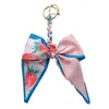 Fruktmönster Silk Scarf Bow Car Key Ring Creative Cloth Art Web Celebrity Keychain Bag Pendant Lovely Keychains Womengirl