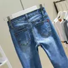 Mom Plus Size Wash Skinny Jeans strappati per donna Stretch Push Up Jeans Slim Matita a vita alta Pantaloni coreani Casual Streetwear 201030