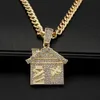 Hip Hop Bando Trap House Necklace Men Bling Savage Pendant Necklace With Tennis Chain Female Ice Out Link Chain Jewelry C0219