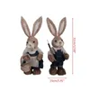 2Pcs/set 6 Styles Cute Straw Rabbit Bunny Easter Decorations Holiday Home Garden Wedding Ornament Photo Props Crafts T200710