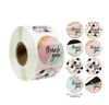 Çıkartmalar Pembe Renkler 500pcs/Roll 10 Stil Çiçekler Kalp Teşekkürler Yapışkan Çıkartma Scrapbooking El yapımı iş pac sqcava dhseller2010