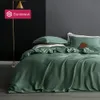 Sondeson luxo 100% de seda green bedding conjunto 25 mamãe seda saudável skin edredom capa conjunto folha plana pillowcase rainha cama king set t200706