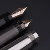 Luxury Full Metal Body Fountain Pen 10K Guld NIB Ink Skriva Pennor Hidden Rotary Bläckabsorber Business Office Stationery Pen H718 T200115