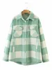 giacche da camicia a traliccio verde vintage da donna cappotto scozzese sciolto giacche invernali taglie forti giacca da donna casual 201026