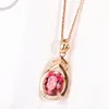 Red Tourmaline Pendant 18K Rose Gold Necklace Female Colored Gemstone Women Solid Sterling Silver Ring4548871