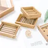 Soap Dish Holder Wooden Natural Bamboo Soap Dish Simple Bamboo Soap Holder Rack Plate Tray Round Square Case