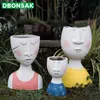 Kunst portret bloem pot vaas sculptuur hars menselijk gezicht familie bloempot handgemaakte tuin opslag bloemstuk home decors y200723