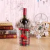 Criativo nova capa de vinho com arco xadrez garrafa de linho roupas com fluff criativo garrafa de vinho capa moda decoração de natal dhl navio