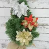 5 stks kerstdecoratie 14 cm glitter kunstmatige bloemkop voor boom ornament nep diy bruiloft verjaardag decor y201020