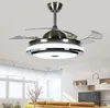 New High Quality Modern Invisible Fan lights Acrylic Leaf Led Ceiling Fans 110v / 220v Wireless control ceiling fan light