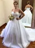 2021 Abiti a sfere paillettes scintillanti Riboli di tulle a fiocco cattedrale su misura Cathedral Train Plus size abiti da sposa Vestido de nolia