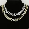 Chokere Out Bling 5a CZ Cubic Zirconia Cuban Chain 18K Złoty Hip Hop Delikatne naszyjnik z drutu kolczastego dla mężczyzn Mężczyźni Urocze biżuteria 312s