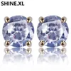 3 Pairs Set 48 mm 14K Gold Plated CZ Square Iced Out Stud Earrings With Safety Screw Back For men and Women1574034