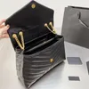 Bolsa de ombro envelope Bolsas de mão com aba Purseg Couro Enuine Bolsas tiracolo V Grid Áspera Cadeia Dourada Carteiras Mensageiro Simples