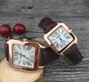 Moda de luxo Quartz Square Designer amantes Relógios Mulheres Homens Casal Relógios Analógicos Relógios de Pulso de Couro Moda Relógios Casuais