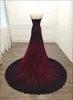 Vintage Black and Burgundy Red Gothic Wedding Dress Mermaid Sweetheart Lace Tulle Non White Victorian Bridal Gowns Bride Dress