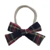 Vintage Plaid Hair bow on Skinny Nylon Headband Baby Girls Preppy Plaid hair bow Hair clips Barrettes Kids Hairpins