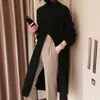 Twotwinstyle Split Black Sweater Women Long Sleeve Turtleneck Sticked Pullover Topps Female Clothes Korean Winter 201224