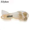 Eilyken Women Sandals Summer Style Bling Bowtie Jelly Shoes Woman Casual Peep Toe Sandal Crystal Flat Shoes Size 35-40 Y200405