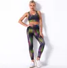 Leggings Sport Yoga Reggiseno Abbigliamento da palestra Abbigliamento da donna Allenamento Fitness Set Pantaloni da yoga a vita alta Top sexy Corsa da palestra Legging Stampa 3D Set da yoga stretti