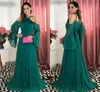 Elegant Sexy Hunter Green Halter A-line Evening Dresses Long Sleeves Pleated Floor Length Chiffon Formal Prom Party Gowns With Bow Custom Made