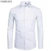 Heren Topkwaliteit Jurk Shirts Mode Slim Fit Lange Mouw Heren Zwart Wit Formele Button Up Chemise Homme 220309