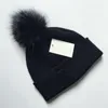 Chapéu de inverno feminino com poms de pele, chapéu de inverno para mulheres, gorros de malha, gorros grossos para mulheres