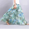 Jupe d'été Vintage Bohême en mousseline de soie imprimé floral Maxi jupe Boho longueur de plancher plage style fée jupe T200712