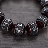 Tibetano Om Mani Padme Hum Bracciale Lobulare Naturale Sandalo Rosso Intarsiato 925 Sterling Silver Buddha Mantra Per Gli Uomini Donne Amanti CX200613