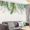 Stile nordico verde foglie tropicali adesivi murali per soggiorno camera da letto cucina decorazione della stanza arte murale autoadesiva T200601