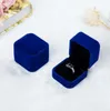 11 Kolory 55 * 50 * 43mm Velvet Biżuteria Pudełka Pudełka do Pierścionków Ślubna Para Biżuteria Opakowania Kwadratowa Pokaż skrzynka