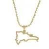جمهورية الدومينيكان خريطة قلادة القلائد للنساء الخرائط البلدية لون الذهب للمجوهرات الدومينيكية