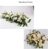 Decoratieve bloemen kransen 100 cm DIY bruiloft bloem muur arrangement levert zijde pioenrozen rose kunstmatige rij decor ijzeren boog backdrop1