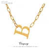 Yhpup High Quality Stainless Steel Letter B Pendant Necklace for Women Charm Metal Chain Choker Necklace Statement Jewelry 20201173147