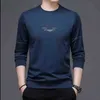 Browon Autumn Fashion T Shirt للرجال طويل الأكمام O-Twic Twlar Polyester قمصان مضادة للتجاعيد Ops Cloths 220118