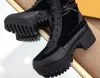 Hot venda- mulheres de couro Ladies RETALHOS PRETO CAMURÇA REAL com plataforma CANVAS plana Lug sola de borracha rendas até Militar Ankle Boots