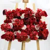 Couronnes de fleurs décoratives 140CM personnalisé vin de Bourgogne rouge fleur artificielle mur guirlande table pièce maîtresse de mariage toile de fond Deco6543361