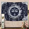 Negro Sol Dios Apolo Boho Estilo Astrología Tapiz Ouija Magia Brujería Misteriosa Adivinación Psíquica Wandkleed Y200324